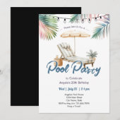 Pool Party Adult Birthday Invitation Einladung (Vorne/Hinten)