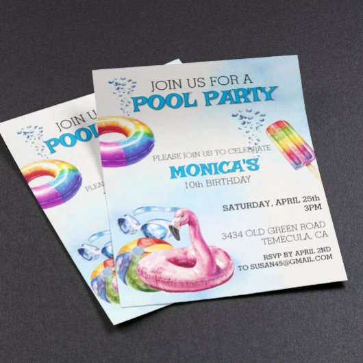 Pool Party Aquarell Party Einladung