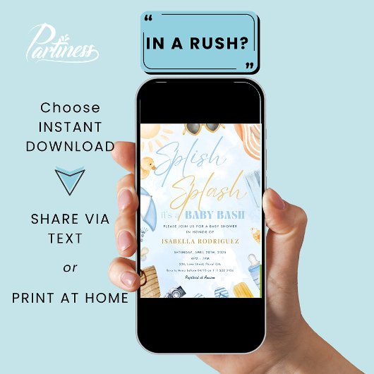 Pool Party Baby Shower Splish Splash Baby Bash Einladung