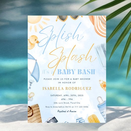 Pool Party Baby Shower Splish Splash Baby Bash Einladung
