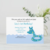 POOL Party Badewanne 12x18 Geburtstagseinladungen Einladung (Stehend Vorderseite)