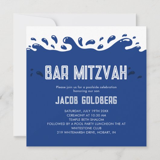 Pool Party Bar Mizwa Einladung (Vorderseite)