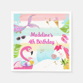 Pool Party Bash Einhorn Meerjungfrau Flamingo Gebu Serviette