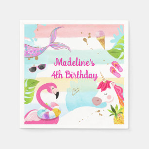 Pool Party Bash Einhorn Meerjungfrau Flamingo Gebu Serviette