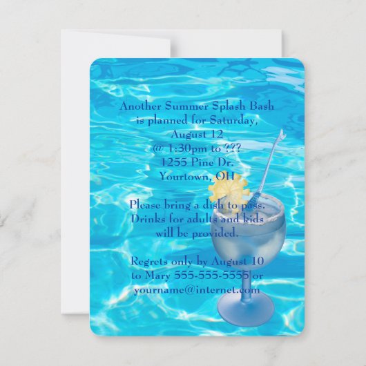 Pool Party Bash Einladung (Rückseite)
