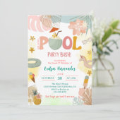 Pool Party Bash Geburtstagsparty Einladung (Stehend Vorderseite)