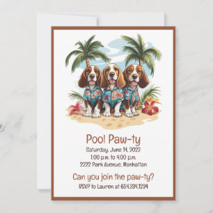 Pool Party Basset Hound Hunde Hawaiian Hemden Einladung