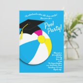 Pool Party Beach Ball Graduation Party Einladung (Stehend Vorderseite)