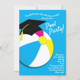 Pool Party Beach Ball Graduation Party Einladung