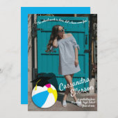 Pool Party Beach Ball Graduation Party Einladung (Vorne/Hinten)