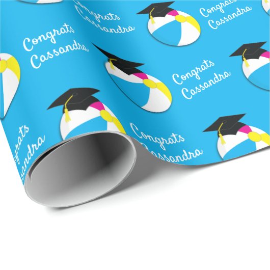Pool Party Beach Ball Graduation Party Geschenkpapier (Rolleneckpunkt)