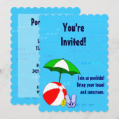 Pool Party Beach Ball individuelle Einladungen (Vorne/Hinten)