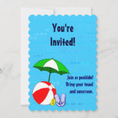 Pool Party Beach Ball individuelle Einladungen (Vorderseite)
