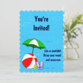 Pool Party Beach Ball individuelle Einladungen (Stehend Vorderseite)