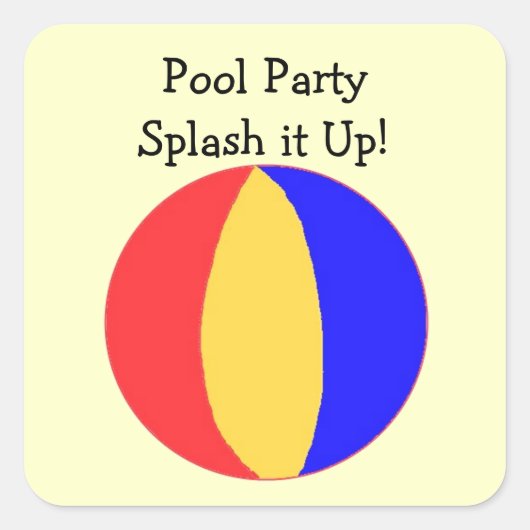 Pool Party - Beach Ball Quadratischer Aufkleber (Vorderseite)
