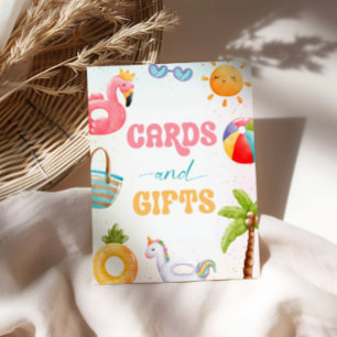 Pool Party, Beach Birthday Party Cards und Geschen Sockelschild