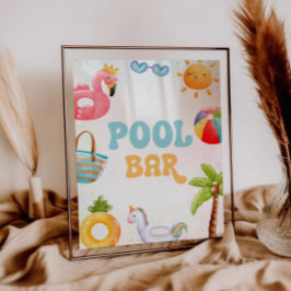 Pool Party, Beach Birthday Party Pool Bar Sockelschild