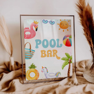 Pool Party, Beach Birthday Party Pool Bar Sockelschild