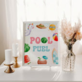 Pool Party, Beach Birthday Party Pool Fuel Sockelschild