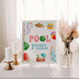 Pool Party, Beach Birthday Party Pool Fuel Sockelschild