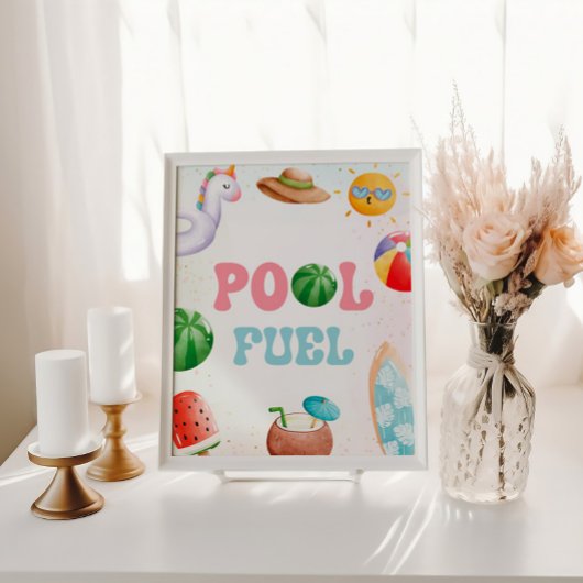 Pool Party, Beach Birthday Party Pool Fuel Sockelschild