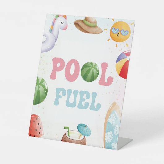 Pool Party, Beach Birthday Party Pool Fuel Sockelschild (Vorderseite)