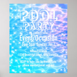Pool Party Beach Party Sommer Party blaues Wasser Poster