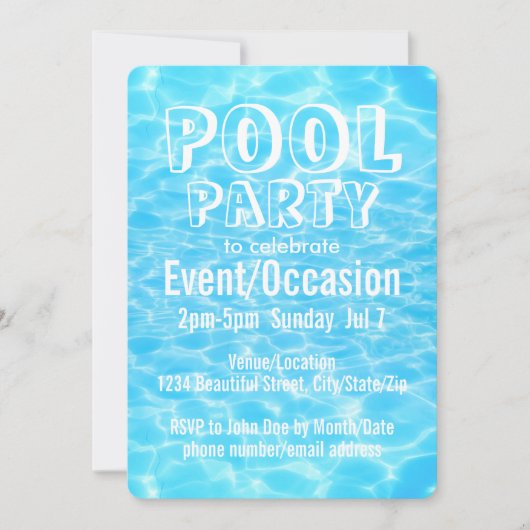 Pool Party Beach Party Sommer Party elegant modern Einladung (Vorderseite)