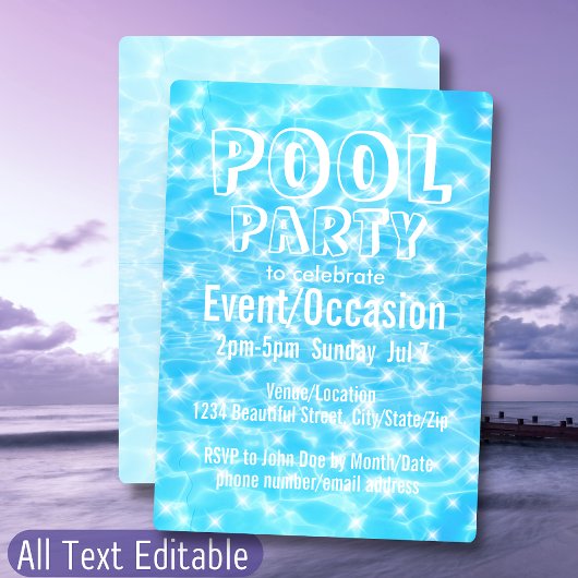 Pool Party Beach Party Sommer Party modern cool Einladung