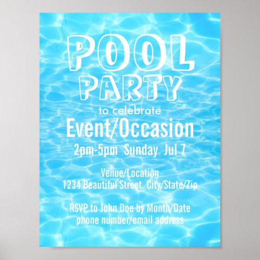 Pool Party Beach Party Sommer Party modern und ele Poster (Vorne)