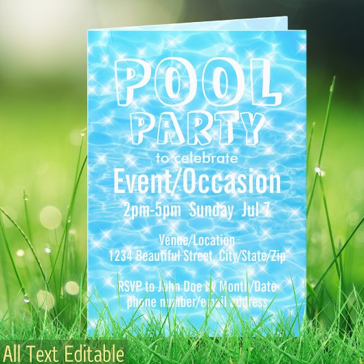 Pool Party Beach Party Sommer Party Wasser Texture Einladung