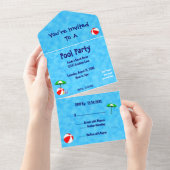 Pool Party Beach Toys Editable All in One Invite Einladung (Abreißen)
