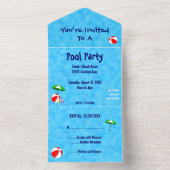 Pool Party Beach Toys Editable All in One Invite Einladung (Innen Boden)