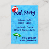 Pool Party Beach Toys Einladungs-Visitenkarte Begleitkarte (Rückseite)