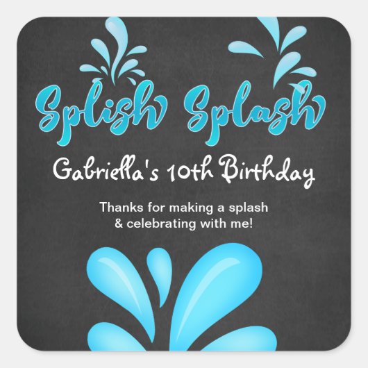Pool Party Big Splash Vielen Dank Quadratischer Aufkleber (Vorderseite)