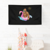 Pool Party Bigfoot Flamingo Sasquatch Pink Float Banner (Insitu)