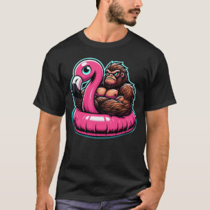 Pool Party Bigfoot Flamingo T-Shirt