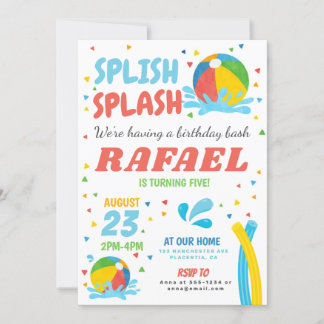 Pool Party Birthday Boy Girl Einladung