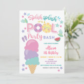 Pool Party Birthday Invitation Einladung (Stehend Vorderseite)