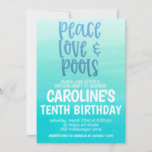 Pool Party Birthday Party Invitation Einladung (Vorderseite)