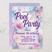 Pool Party Birthday Pink Girly Pool Party Einladung (Vorne/Hinten)