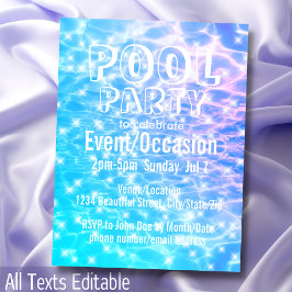 Pool Party Birthday Pool Party Beach Party Cool Einladungspostkarte