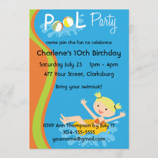 Pool-Party Blonde Einladung