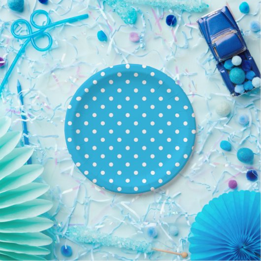 Pool Party Blue Polka Dot Pappteller (Party)
