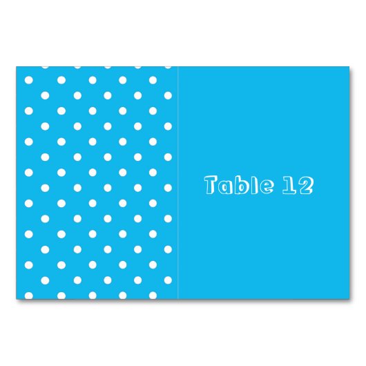 Pool Party Blue Polka Dot Table Cards Tischnummer (Vorderseite)
