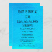 Pool Party Blue Water Personalisiert Name Geburtst Einladung (Vorne/Hinten)