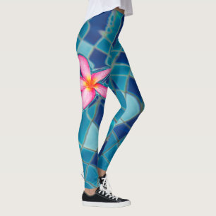 Pool Party Blues rosa Blume schwimmende Farbe Pop Leggings