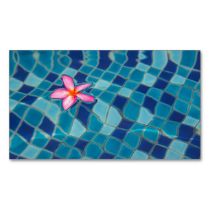 Pool Party Blues rosa Blume schwimmende Farbe Pop Magnetische Visitenkarte