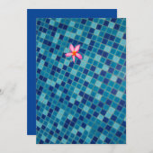 Pool Party Blues rosa Blume schwimmende Pop Farbe Einladung (Vorne/Hinten)