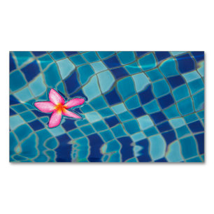Pool Party Blues rosa Blume schwimmende Pop Farbe Magnetische Visitenkarte